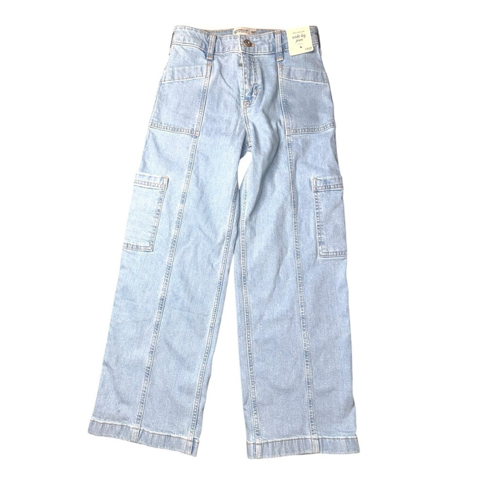 New Abercrombie kids  Wide Leg High Rise Light Wash 13/14 26 - Picture 2 of 13